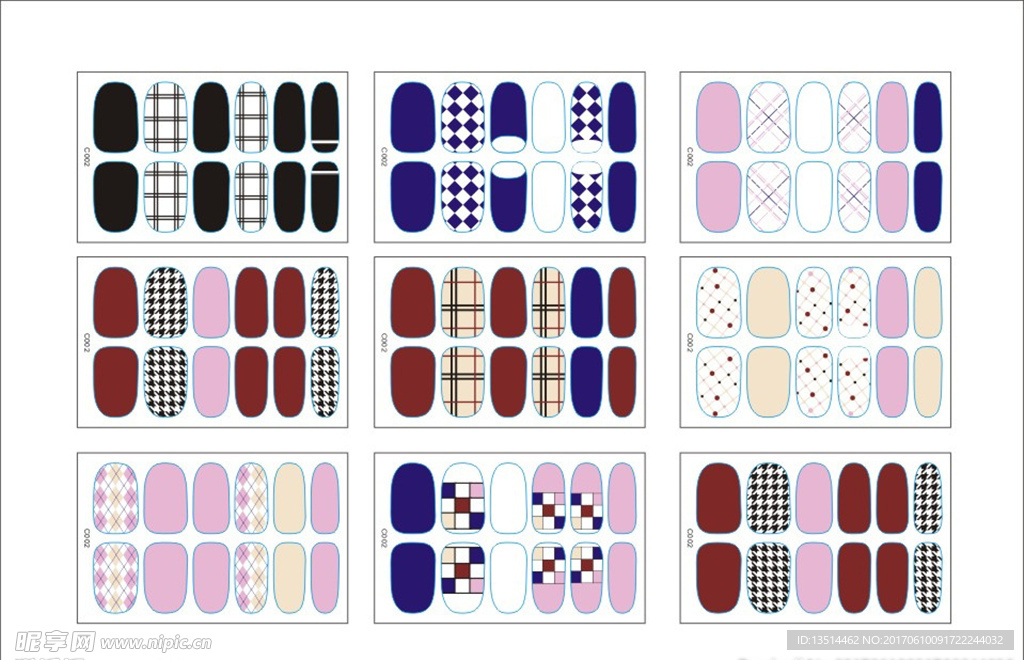 几何图形  格子  指甲贴
