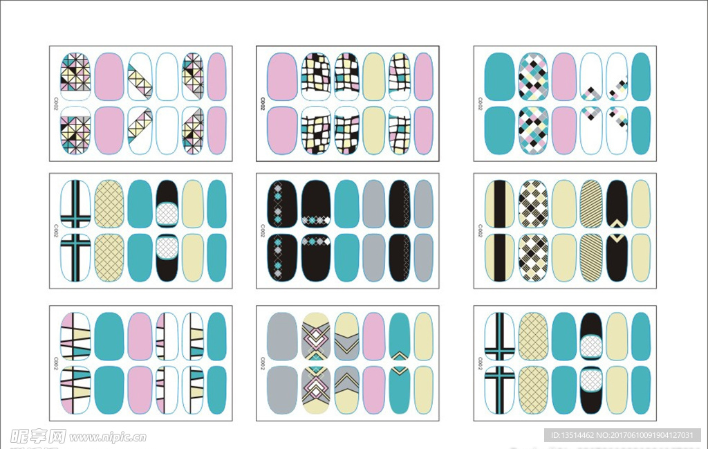 几何图形  格子  指甲贴