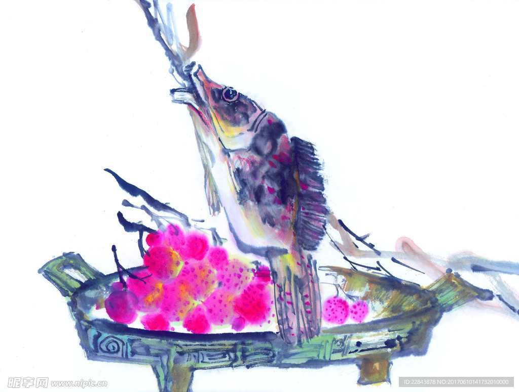 水墨画鱼