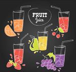 一组手绘果汁插图