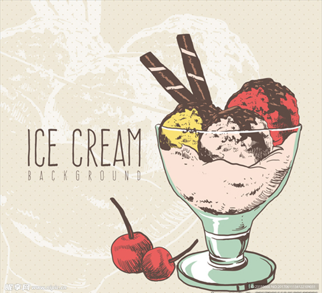 冰淇淋杯的插图背景