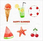 漂亮的水彩夏天元素