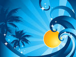 太阳海浪椰子树
