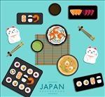 6盘美味日本料理矢量素材