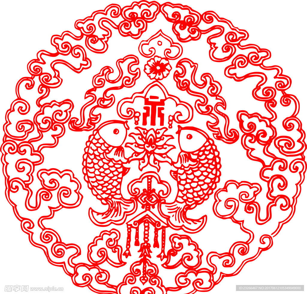 鱼戏祥云