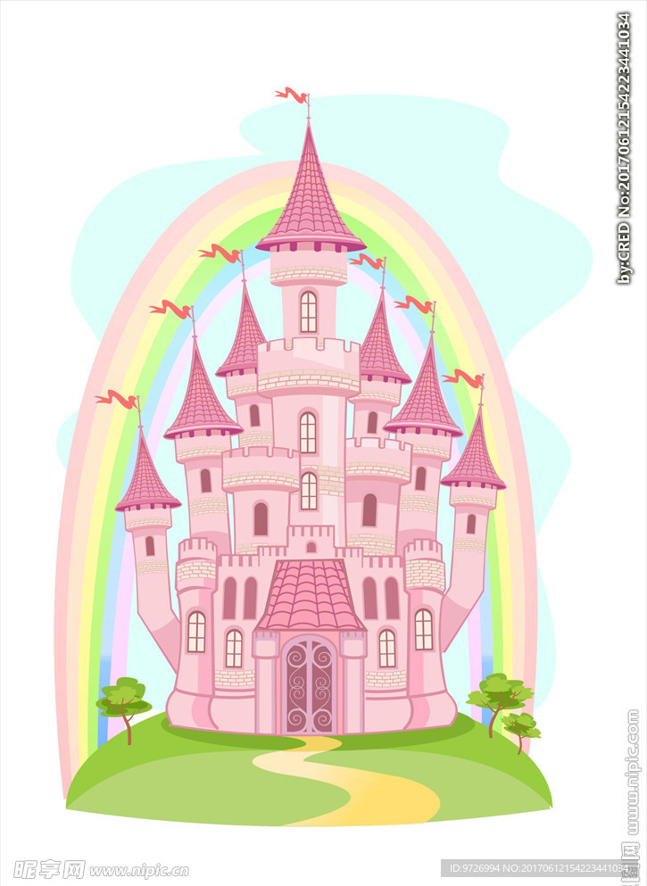 彩虹城堡矢量图下载