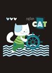 可爱卡通猫船长矢量图下载