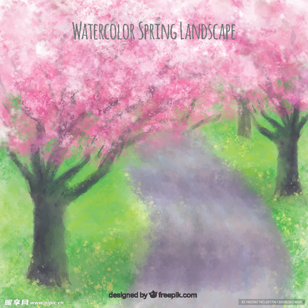 水彩樱花背景