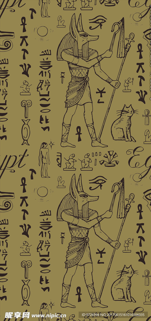 古埃及壁画矢量图下载