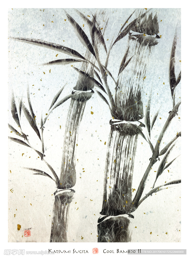 复古水墨画 竹