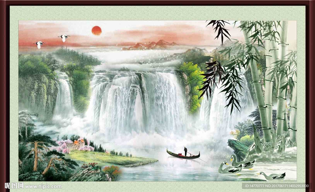 山水国画竹子图