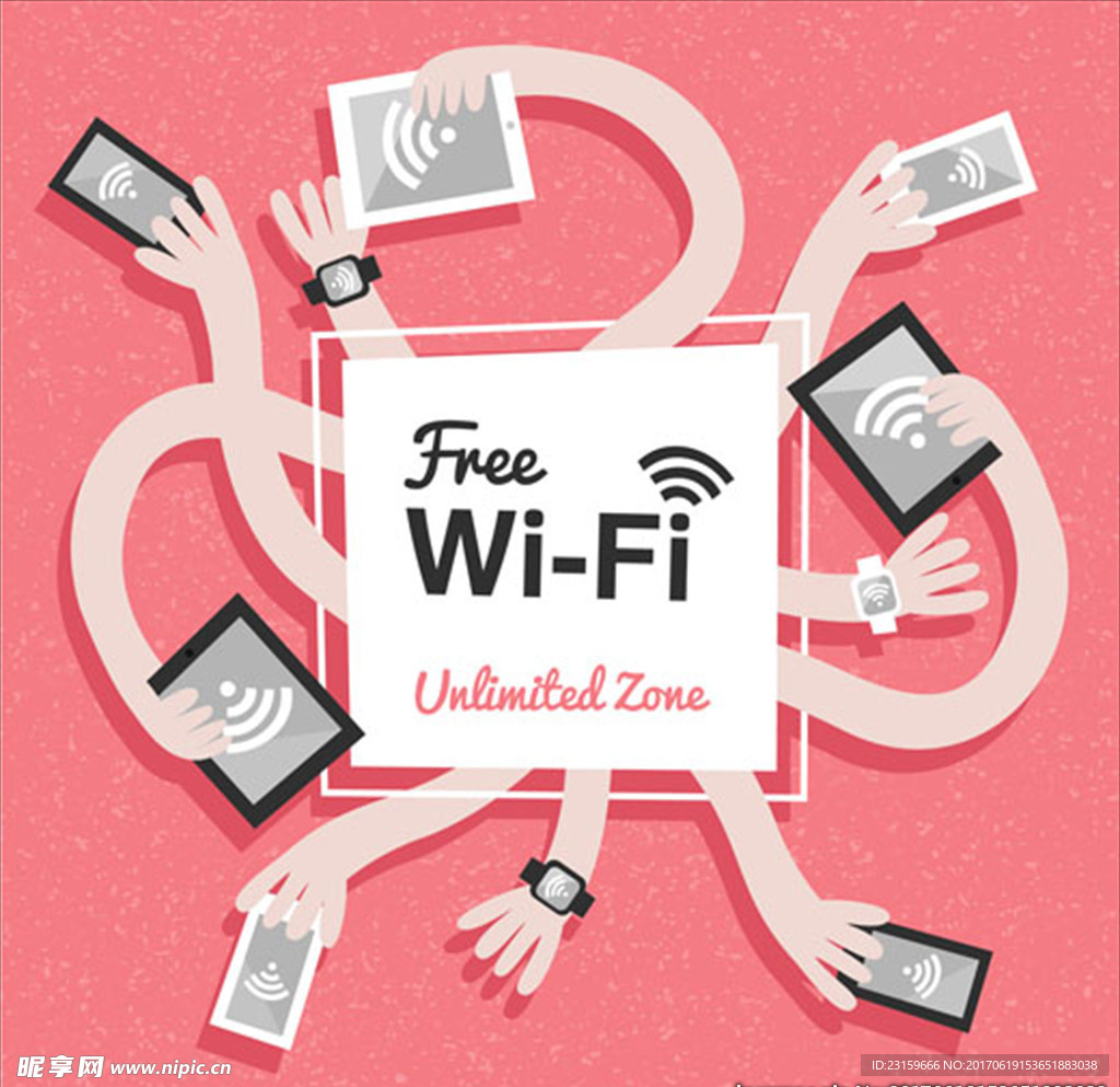 抽象多手免费wifi背景