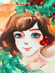可爱女孩彩色绘画