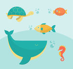 5种创意海洋动物设计矢量素材