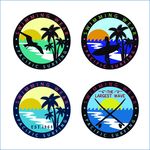 沙滩海浪椰树印章邮戳矢量图下载
