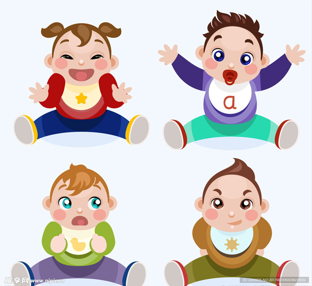 4款卡通婴儿设计矢量素材