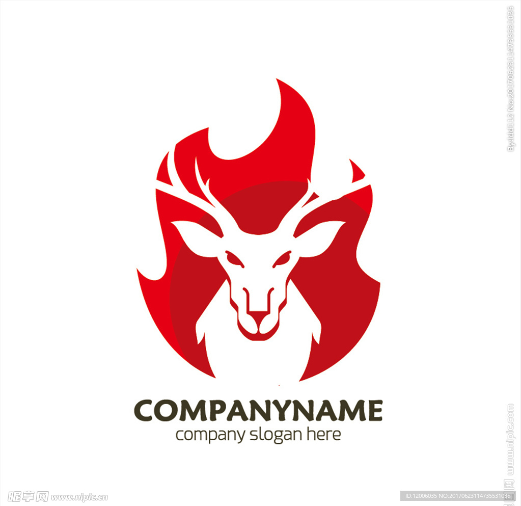 红色抽象羚羊logo矢量素材