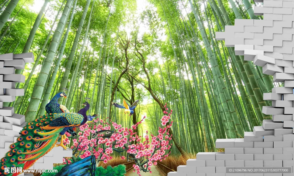 3d背景墙花鸟