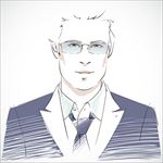 手绘系领带戴太阳镜的男性