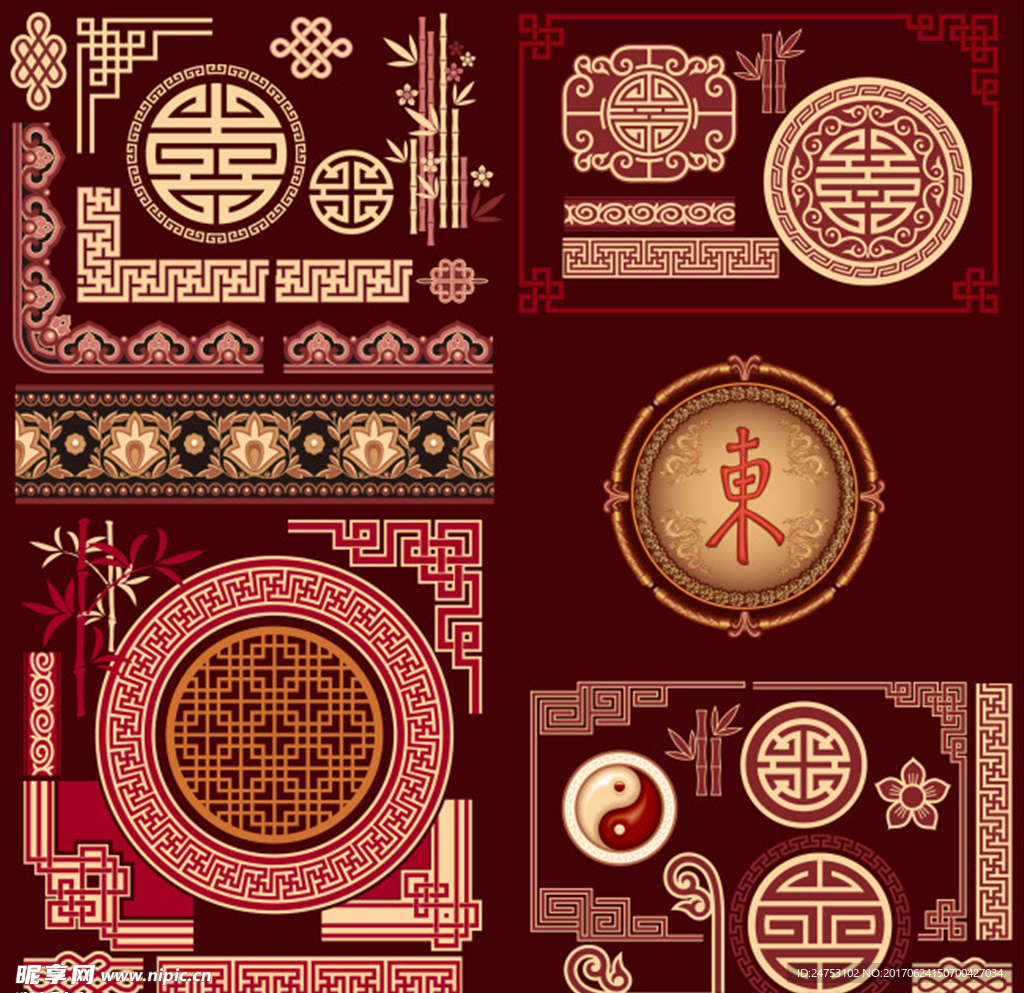 中式古典花纹矢量图
