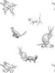 手绘小猫兔子四方连续底纹