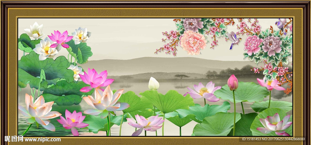 荷花装饰画
