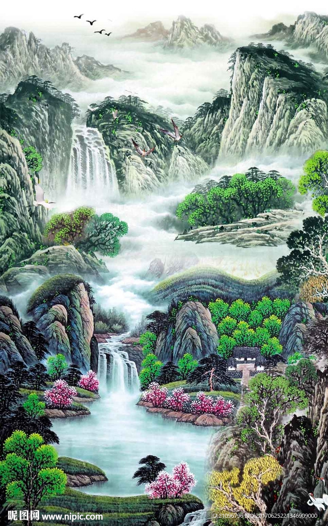 山水国画玄关