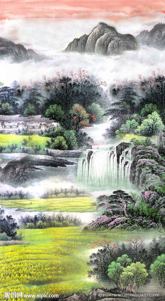 山水国画玄关
