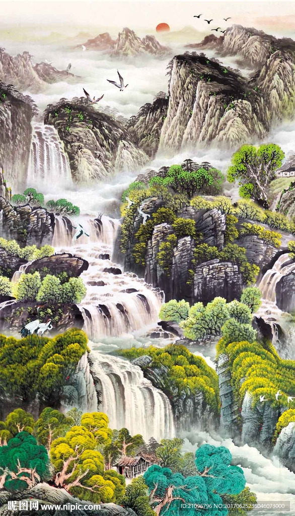 山水国画玄关