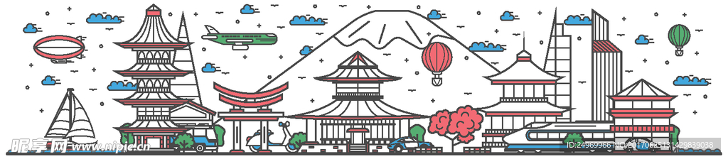 手绘卡通城市