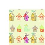 手绘卡通小鸟小木屋矢量图下载