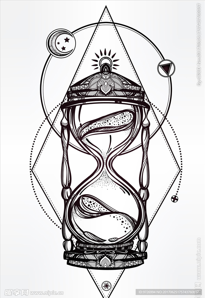 纹身图案沙漏矢量图下载