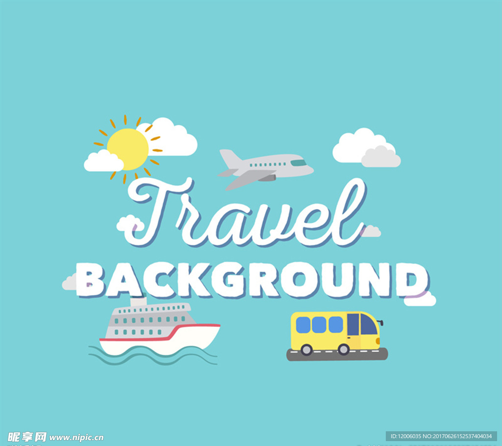 创意旅行元素背景矢量素材