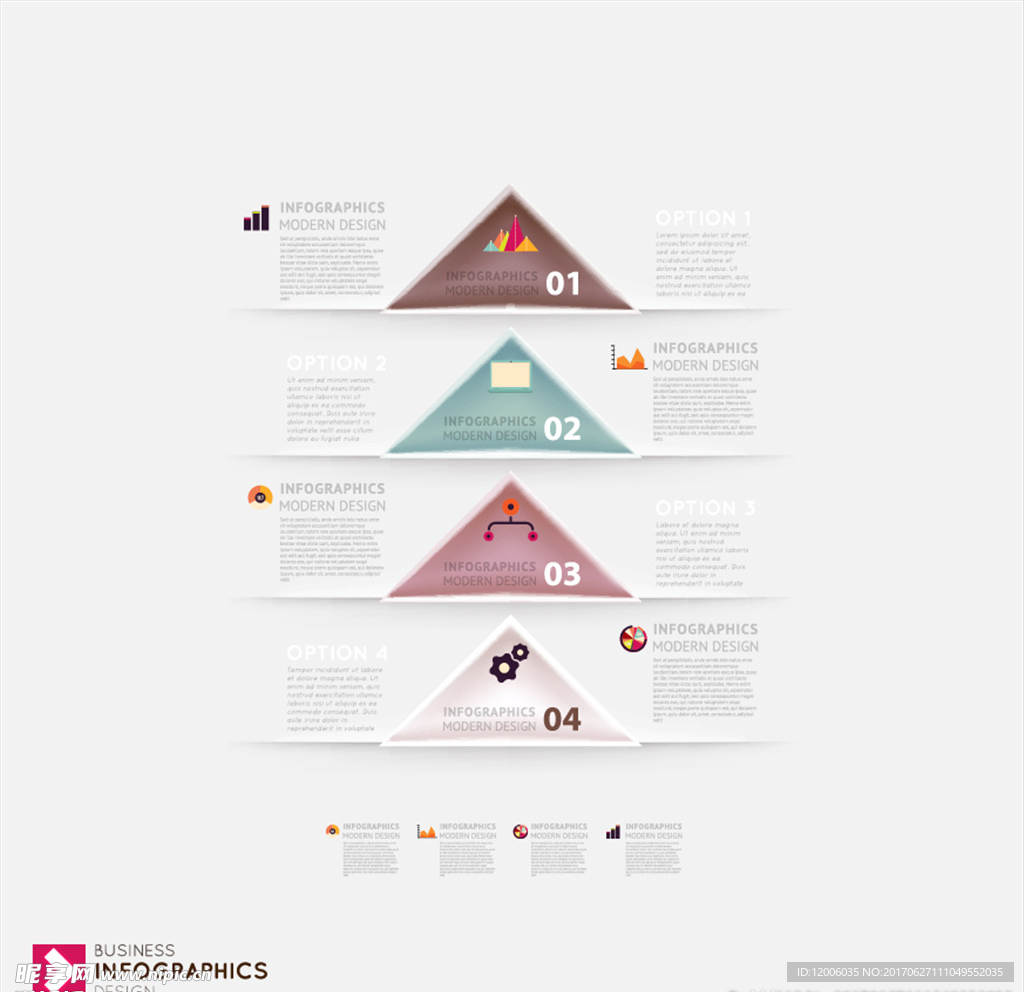 彩色三角形信息图表矢量素材