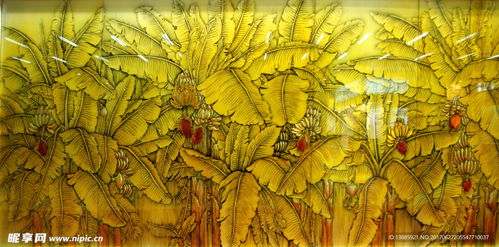 椰子树艺术玻璃冰晶画