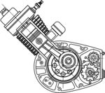 手绘线描机器零件矢量图下载