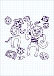 手绘卡通狮子老虎矢量图下载
