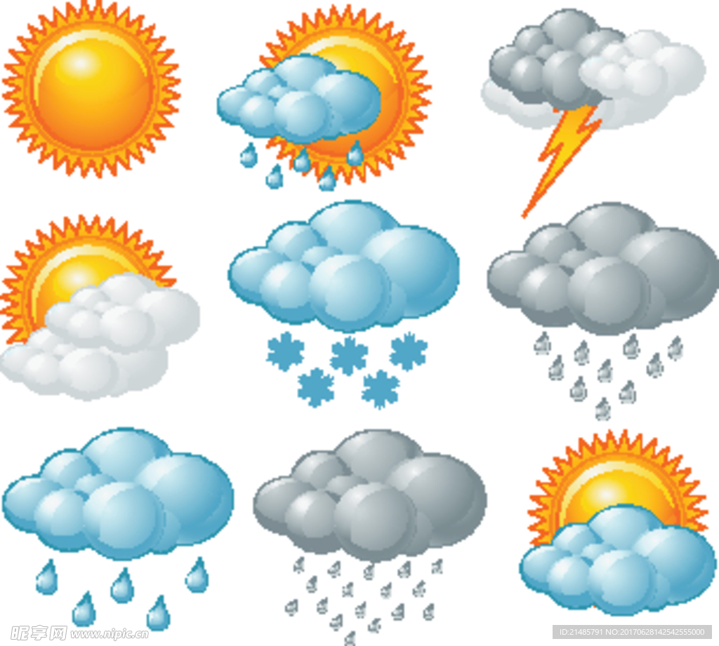 矢量天气预报图标图片