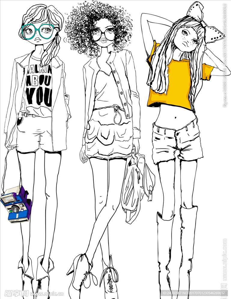 插画少年美女
