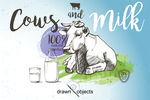 手绘乳牛奶制品矢量设计素材