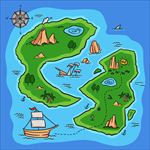 手绘海盗金银岛背景
