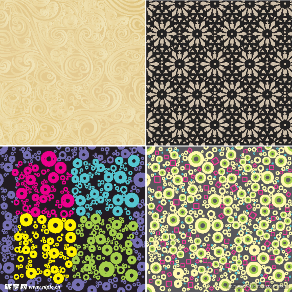 圆斑复古花纹时尚背景