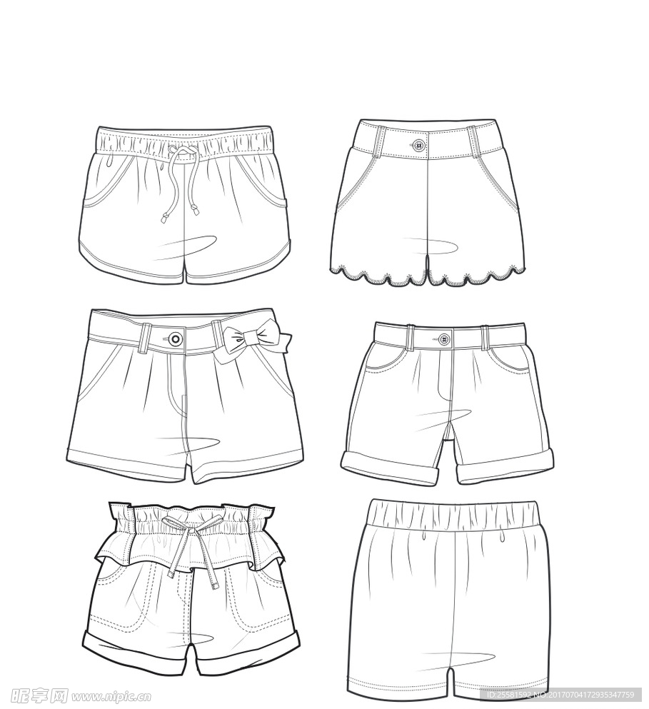 服装矢量图短裤