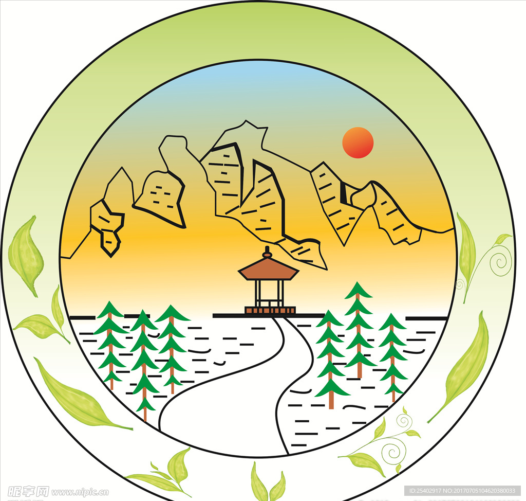 绿色山水logo设计