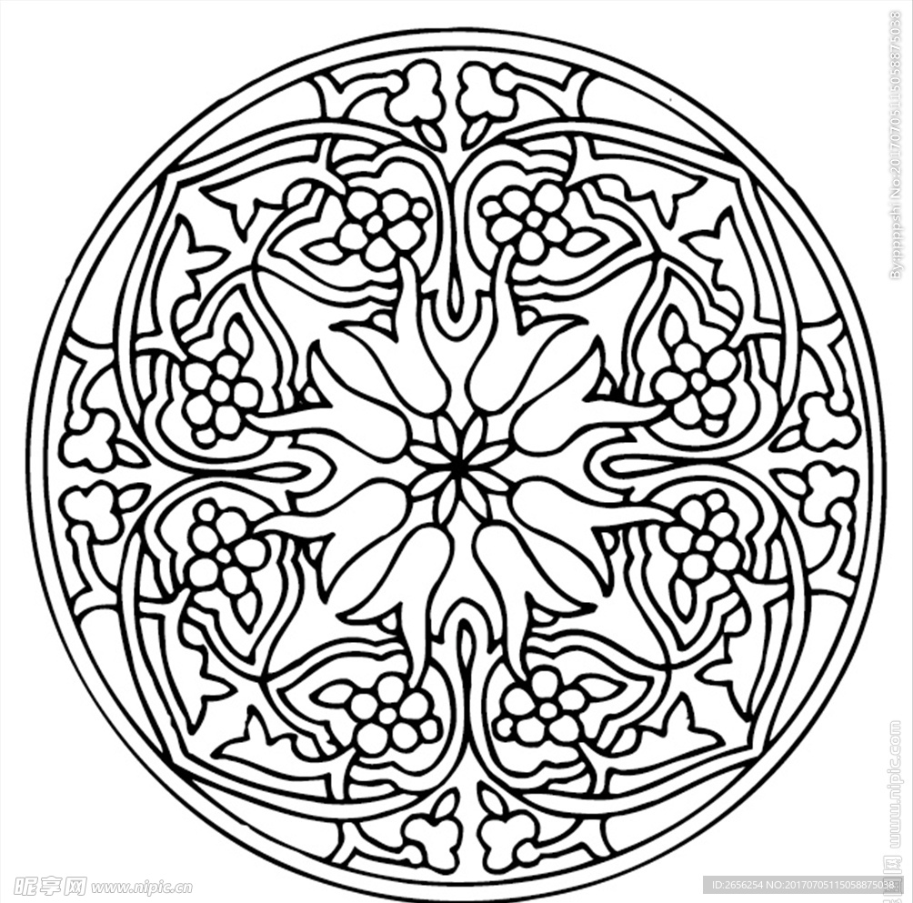 中国百花纹样团花6