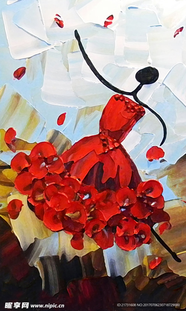 玫瑰 油画 舞蹈