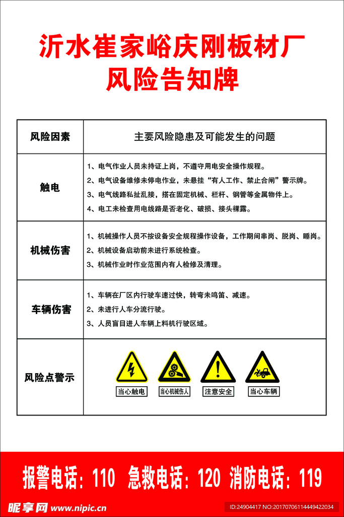 职业病危害   告知牌