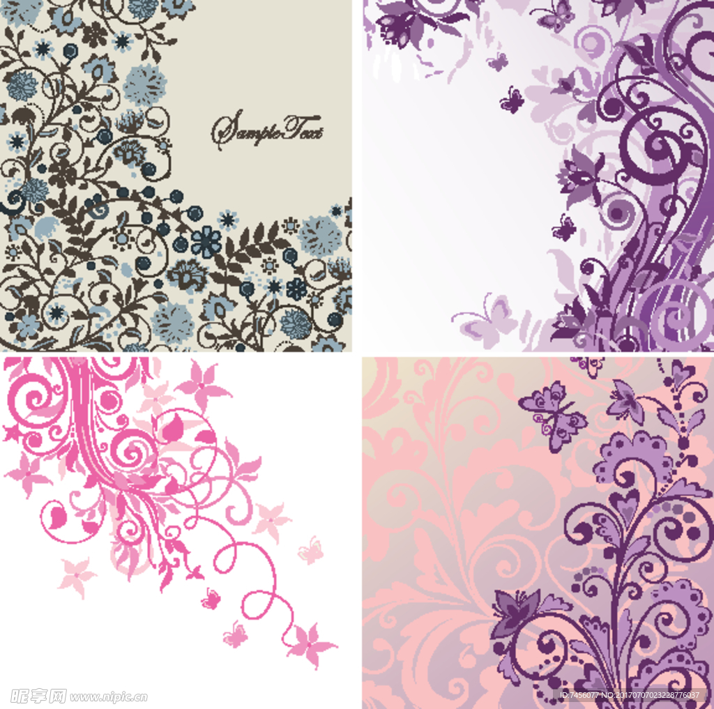 淡雅手绘花瓣背景