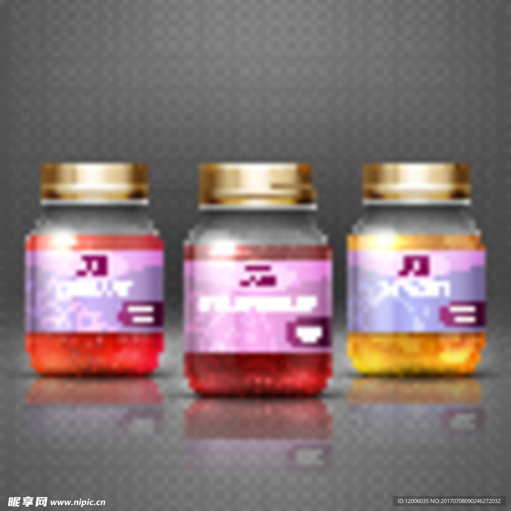 三款果酱包装设计矢量素材