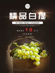 精品白提葡萄水果店促销海报